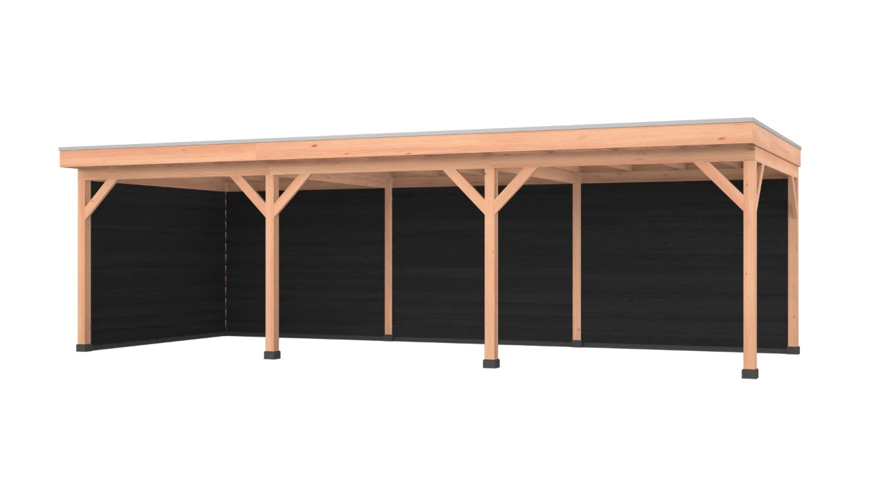 Douglas overkapping, 900 x 350, met zwarte achterwand en zijwand, Westwood Comfort - Afbeelding 1